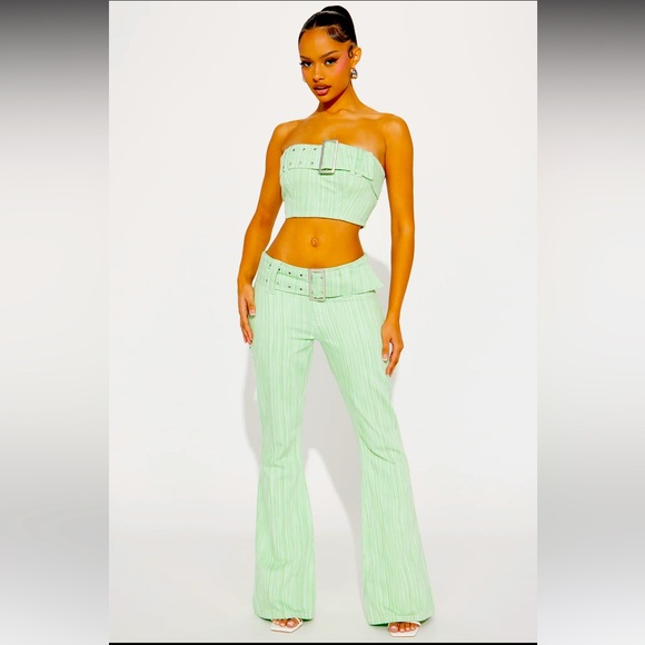 Fashion Nova Denim - Pant set- Green- Size Large